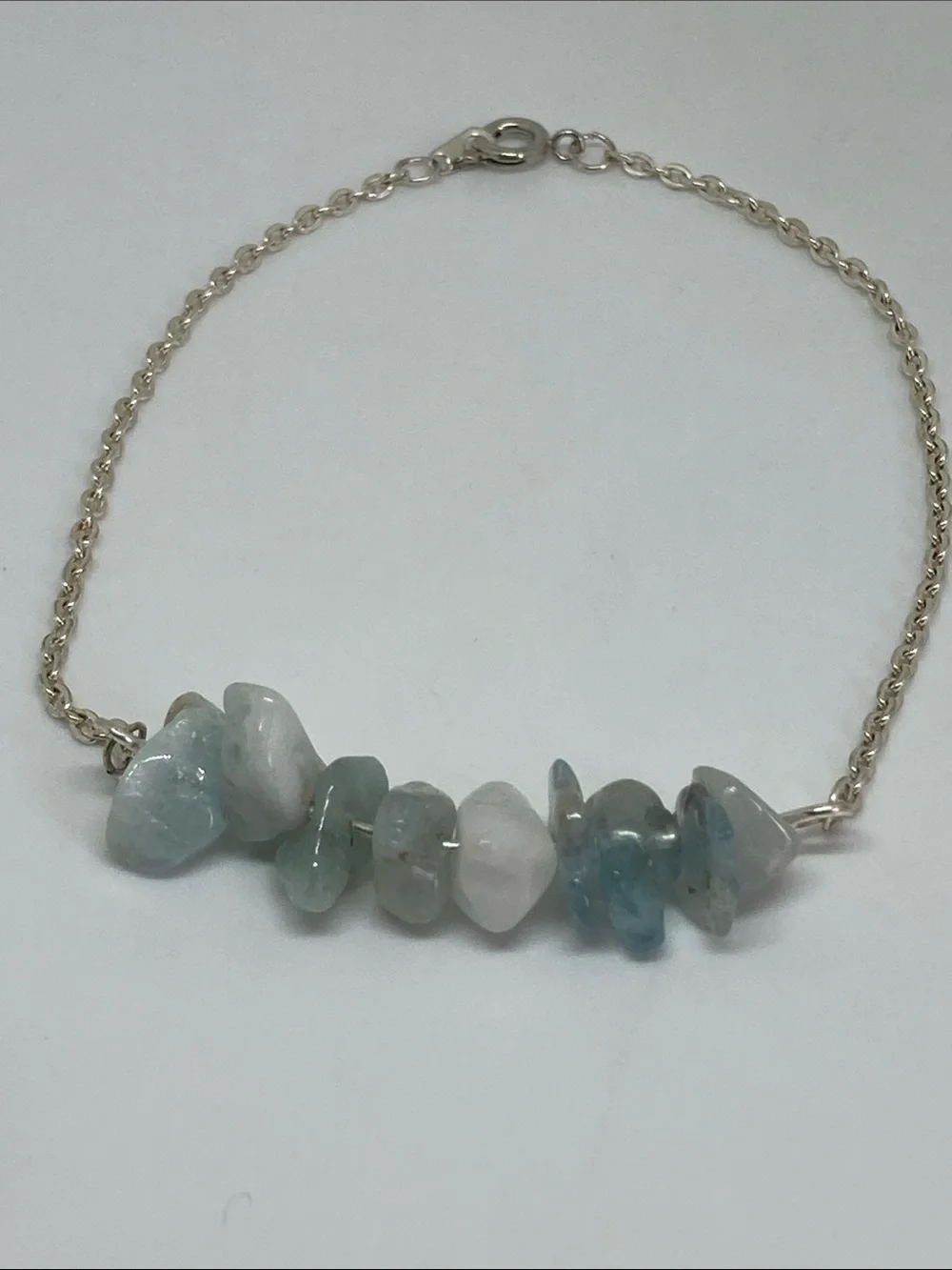 Delicate Aquamarine Chip Anklet - Light Blue Stone Chain